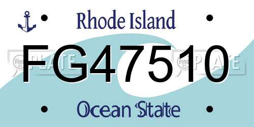 FG47510 Rhode Island License Plate