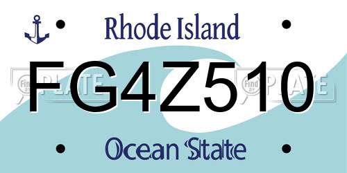 FG4Z510 Rhode Island License Plate