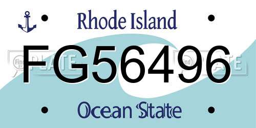 FG56496 Rhode Island License Plate