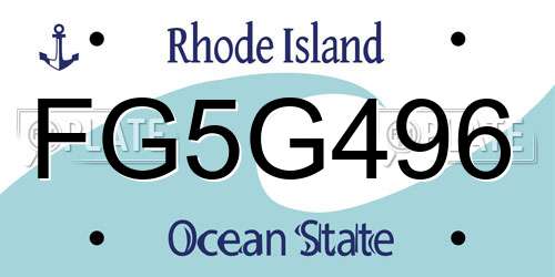 FG5G496 Rhode Island License Plate