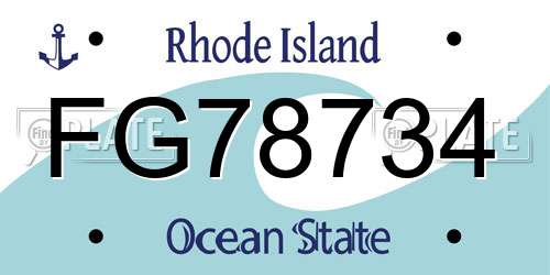FG78734 Rhode Island License Plate