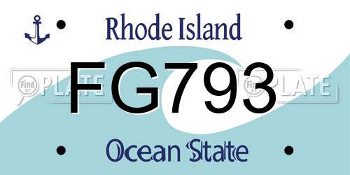 FG793 Rhode Island License Plate