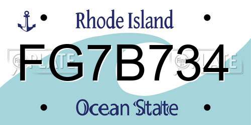 FG7B734 Rhode Island License Plate