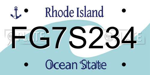 FG7S234 Rhode Island License Plate