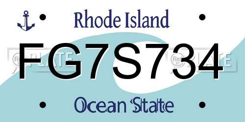 FG7S734 Rhode Island License Plate