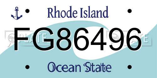 FG86496 Rhode Island License Plate