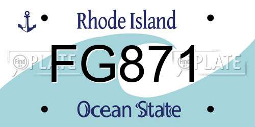 FG871 Rhode Island License Plate