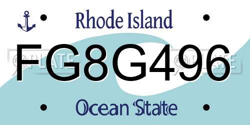 FG8G496 Rhode Island License Plate