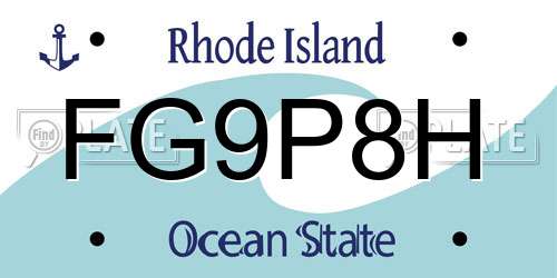 FG9P8H Rhode Island License Plate