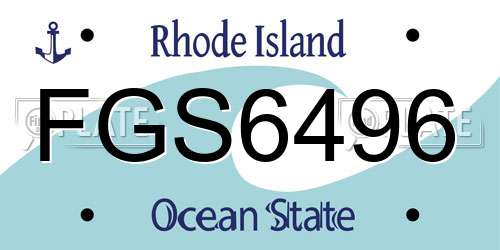 FGS6496 Rhode Island License Plate