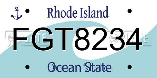 FGT8234 Rhode Island License Plate
