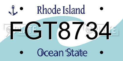 FGT8734 Rhode Island License Plate