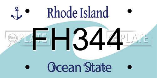FH344 Rhode Island License Plate