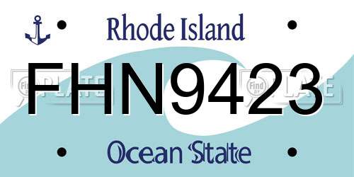 FHN9423 Rhode Island License Plate