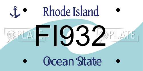 FI932 Rhode Island License Plate