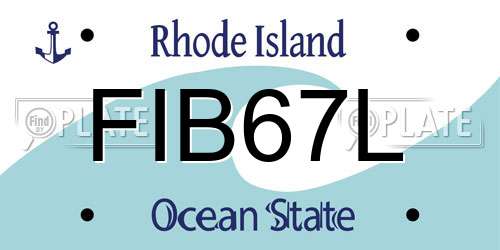 FIB67L Rhode Island License Plate