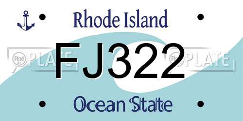 FJ322 Rhode Island License Plate
