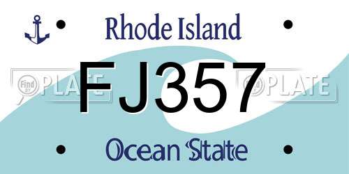 FJ357 Rhode Island License Plate