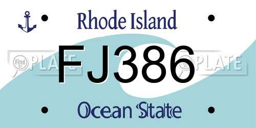 FJ386 Rhode Island License Plate