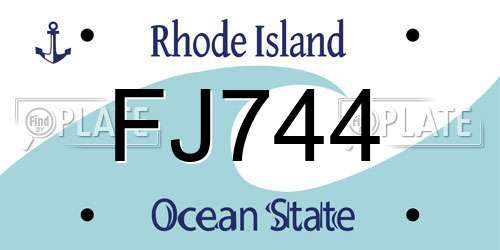 FJ744 Rhode Island License Plate
