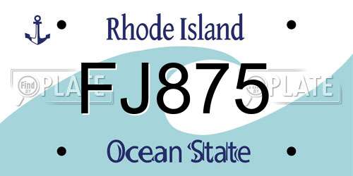 FJ875 Rhode Island License Plate