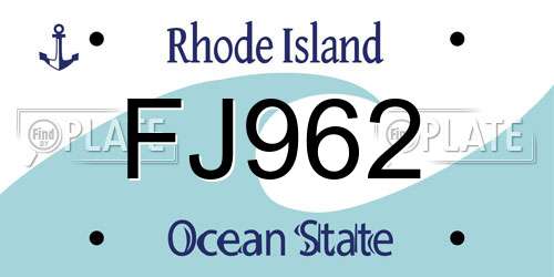 FJ962 Rhode Island License Plate