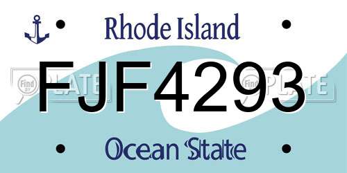 FJF4293 Rhode Island License Plate
