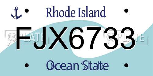 FJX6733 Rhode Island License Plate