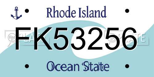 FK53256 Rhode Island License Plate