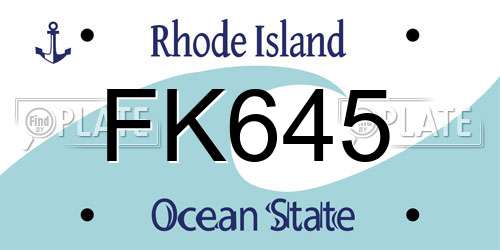 FK645 Rhode Island License Plate