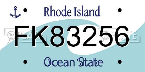 FK83256 Rhode Island License Plate