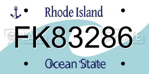 FK83286 Rhode Island License Plate