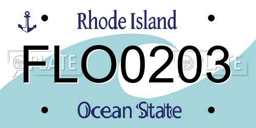 FLO0203 Rhode Island License Plate