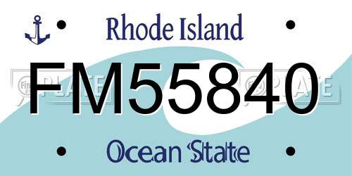 FM55840 Rhode Island License Plate