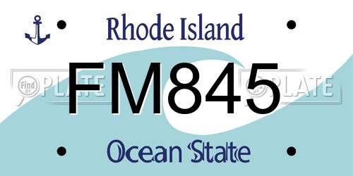 FM845 Rhode Island License Plate
