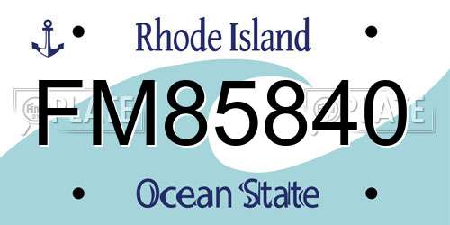 FM85840 Rhode Island License Plate