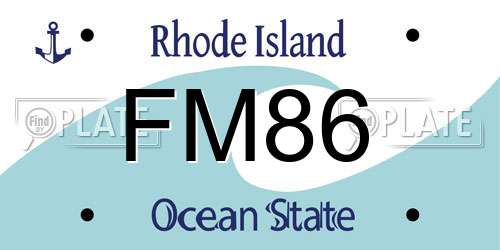 FM86 Rhode Island License Plate