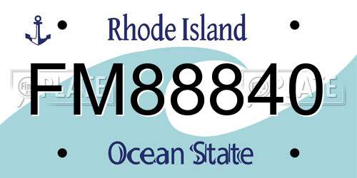 FM88840 Rhode Island License Plate