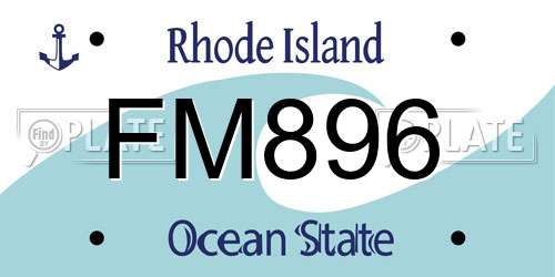 FM896 Rhode Island License Plate
