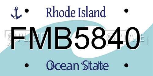 FMB5840 Rhode Island License Plate