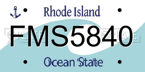 FMS5840 Rhode Island License Plate