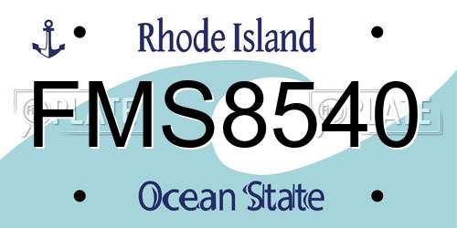 FMS8540 Rhode Island License Plate