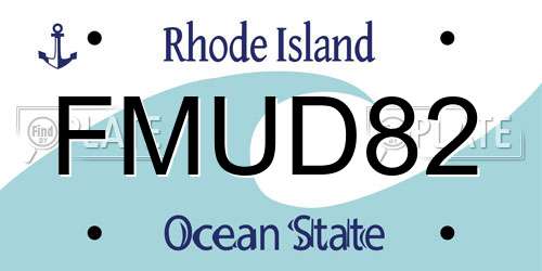 FMUD82 Rhode Island License Plate