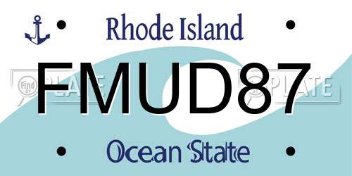 FMUD87 Rhode Island License Plate