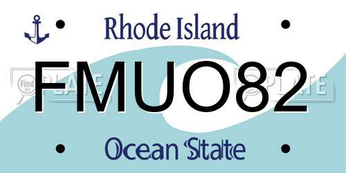 FMUO82 Rhode Island License Plate