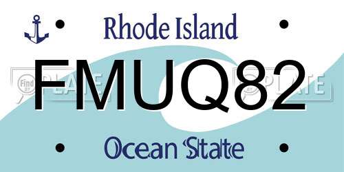 FMUQ82 Rhode Island License Plate