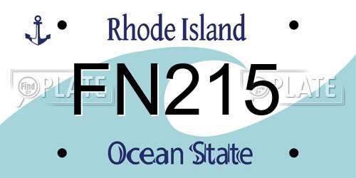 FN215 Rhode Island License Plate