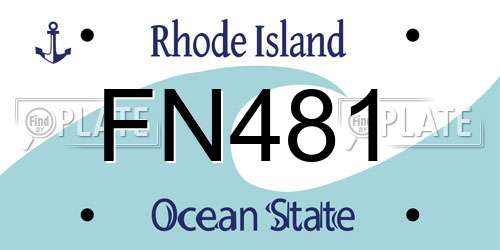 FN481 Rhode Island License Plate