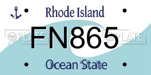FN865 Rhode Island License Plate