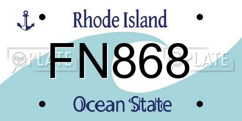 FN868 Rhode Island License Plate